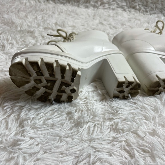 White Platform Lace-Up Heeled Booties - Picture 7 of 9